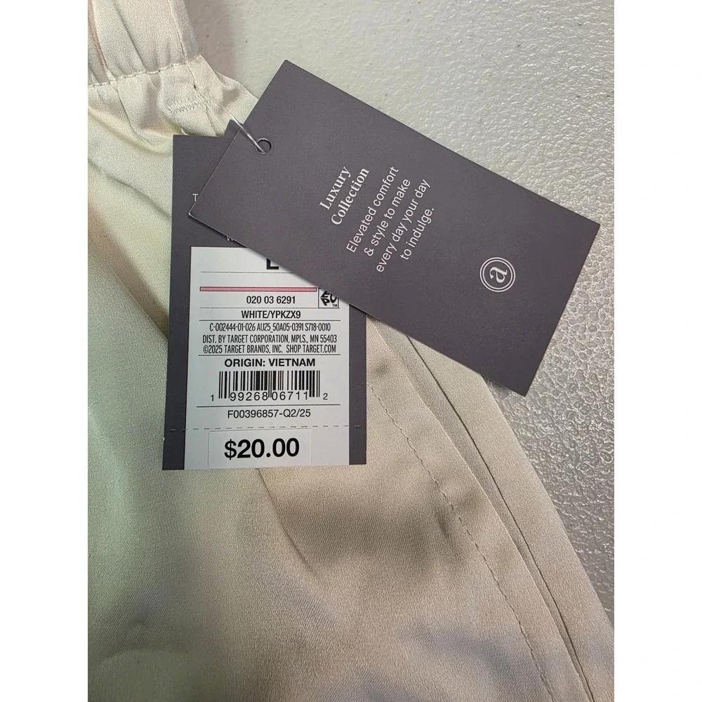 Auden Luxury Collection Women Satin Sleep Shorts Cream‎ White Size Large